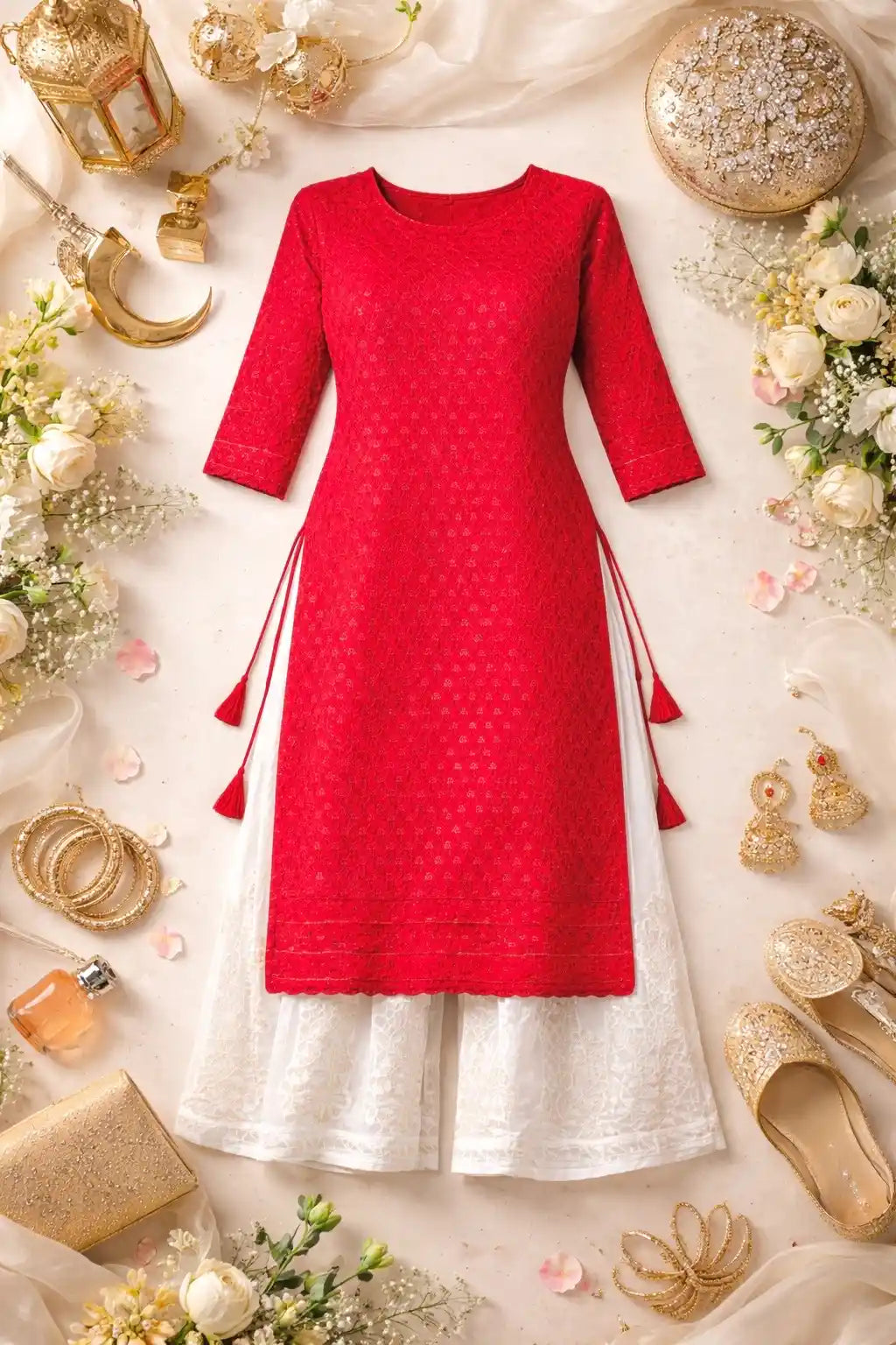 Rosy Maroon Sequence Embroidered Kurta