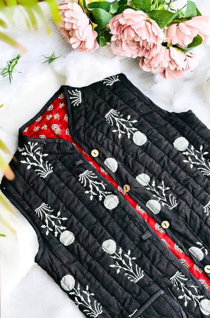 Kids Reversibe Black Jaipuri Jacket