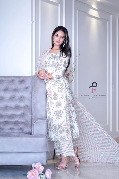 Creamy White Embroidered Meher Suit Set