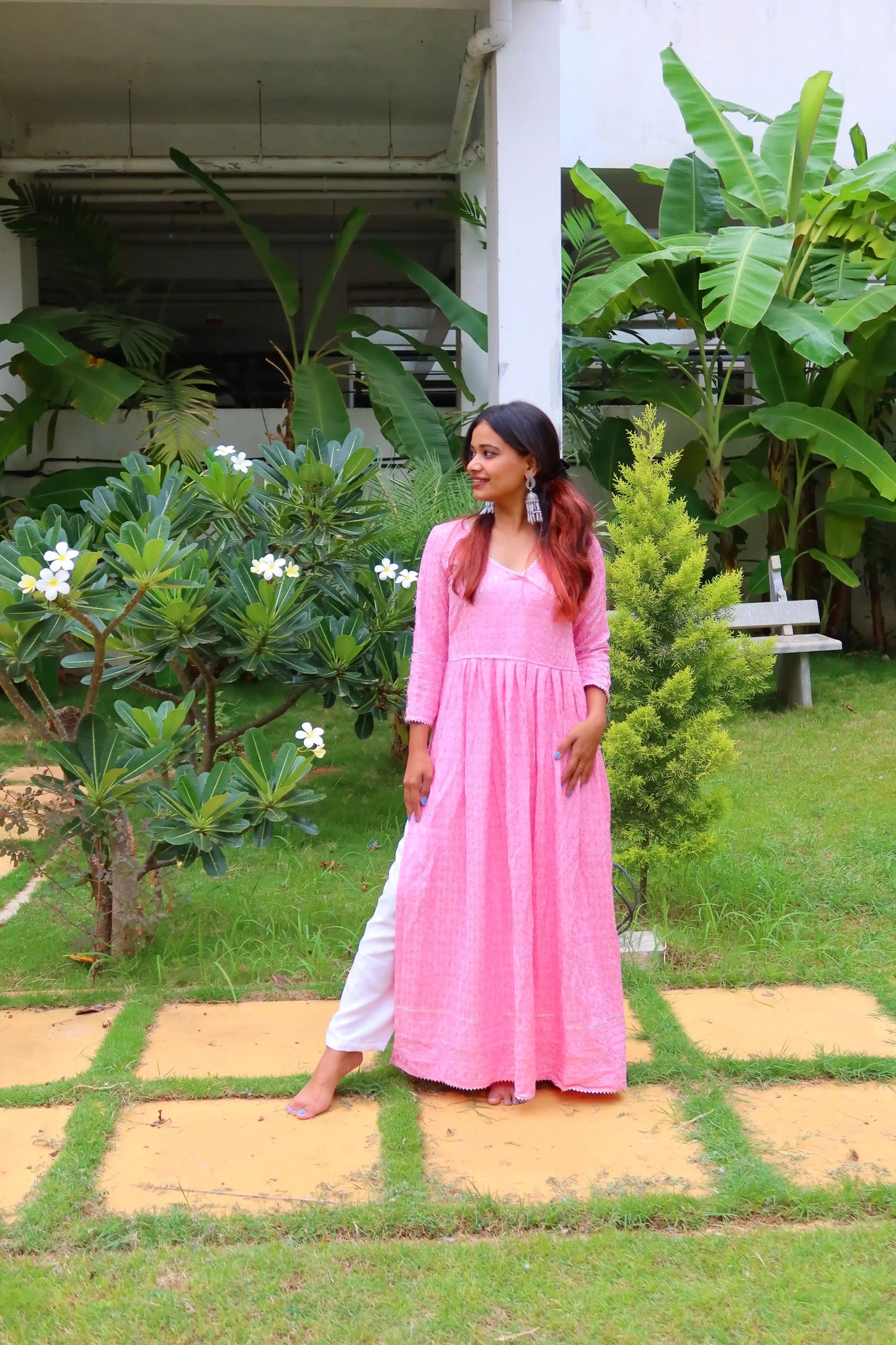 Blush Pink Gulnaz Slit Kurta Featuring "THE SHUKLA SISTERS"