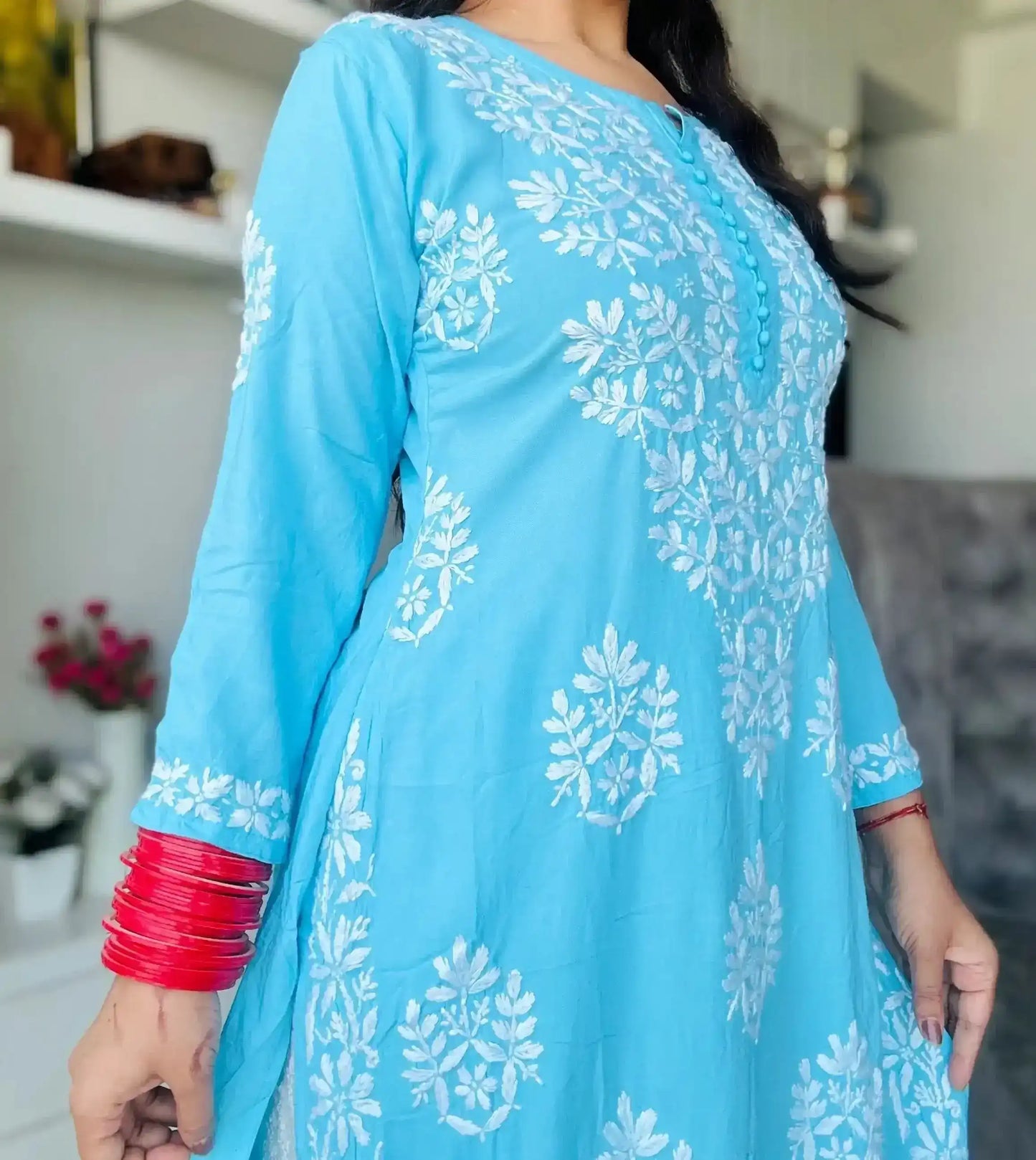 Blush Blue Gulzar Chikan Kurta