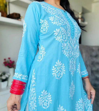 Blush Blue Gulzar Chikan Kurta