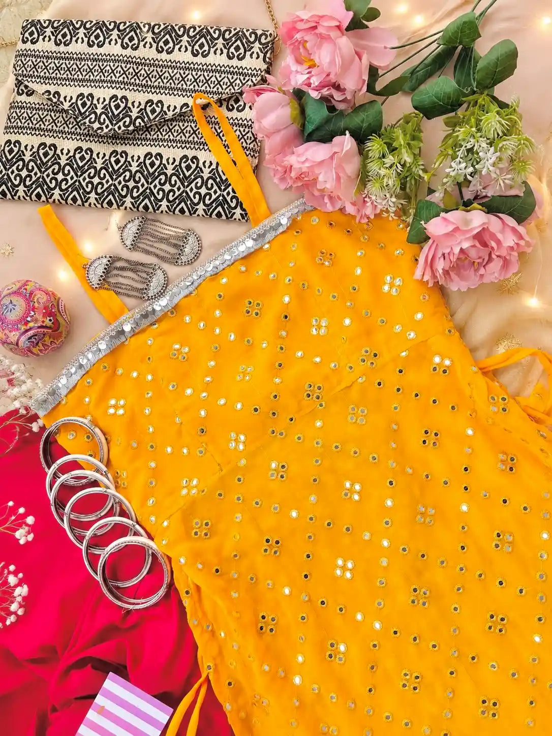 Charm Yellow Mirror Gulnaz Kurta