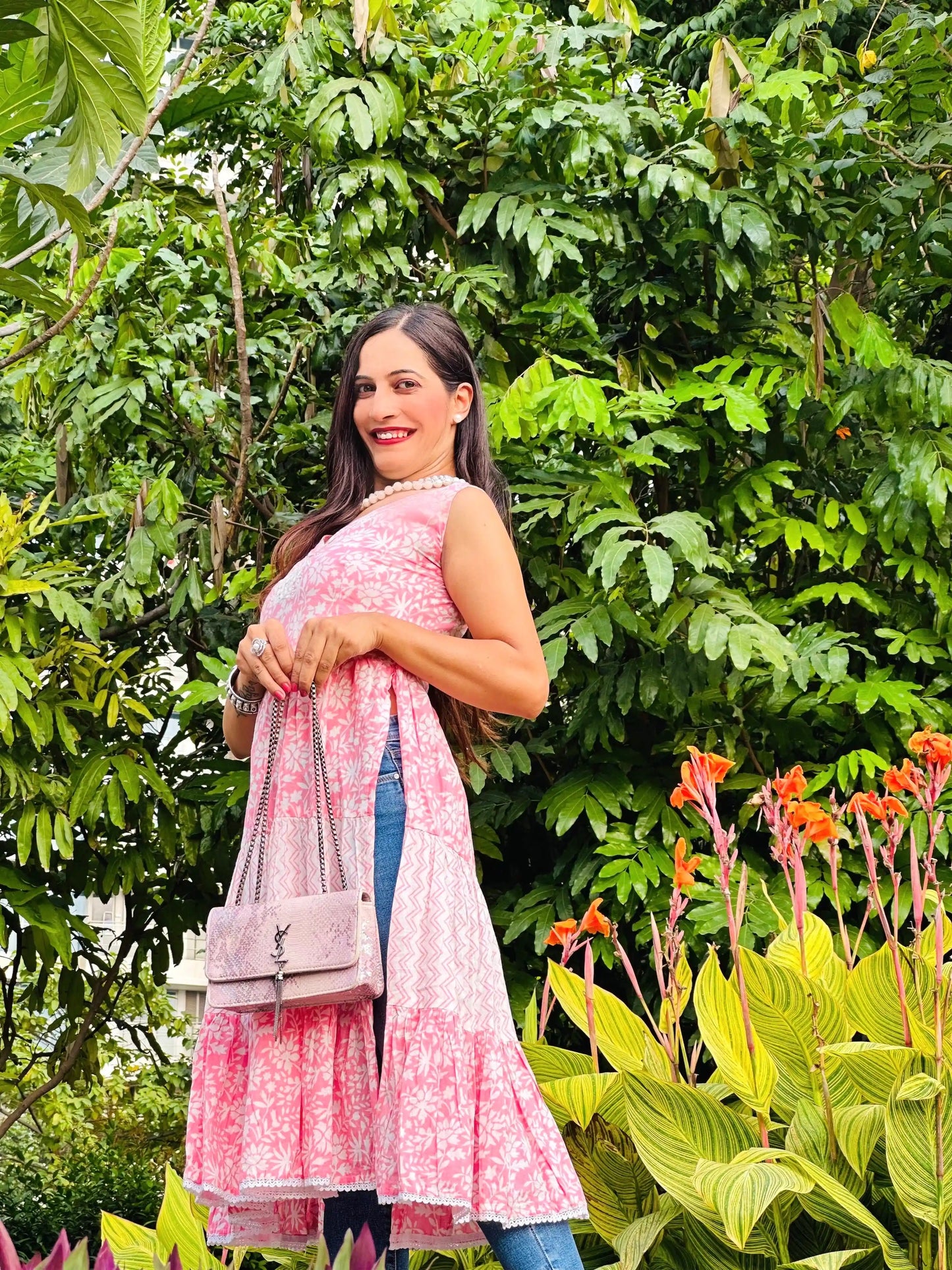 Blush Pink Tiered Frill Gulnaz Kurta