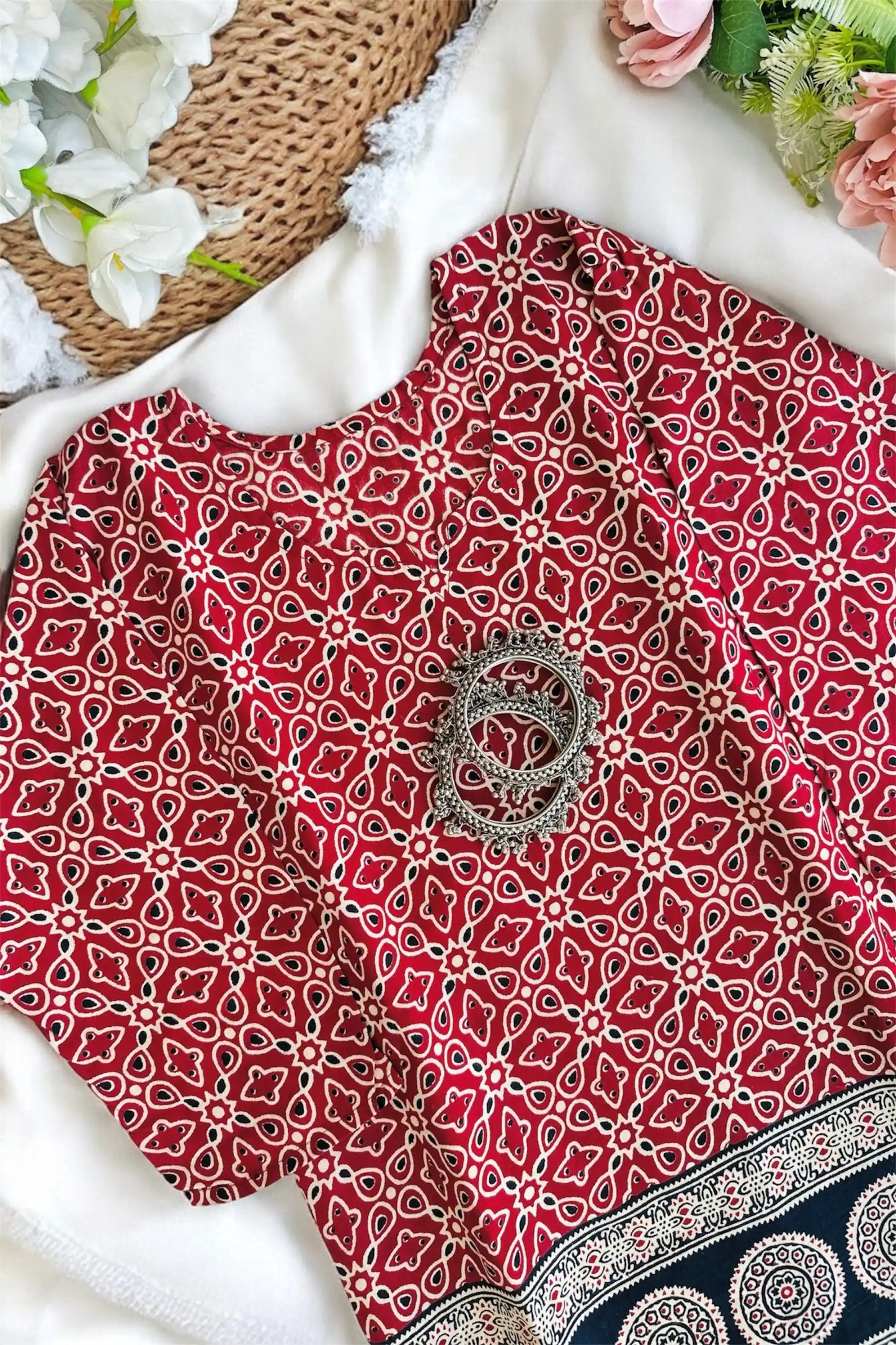 Maroon Kalamkari Short Kurta