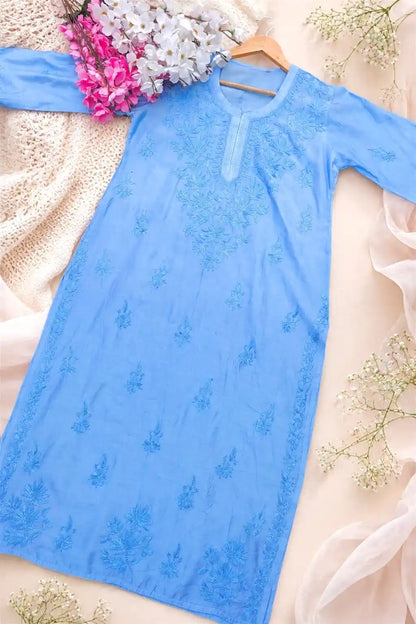 Blush Blue Chanderi Nazakat Kurta