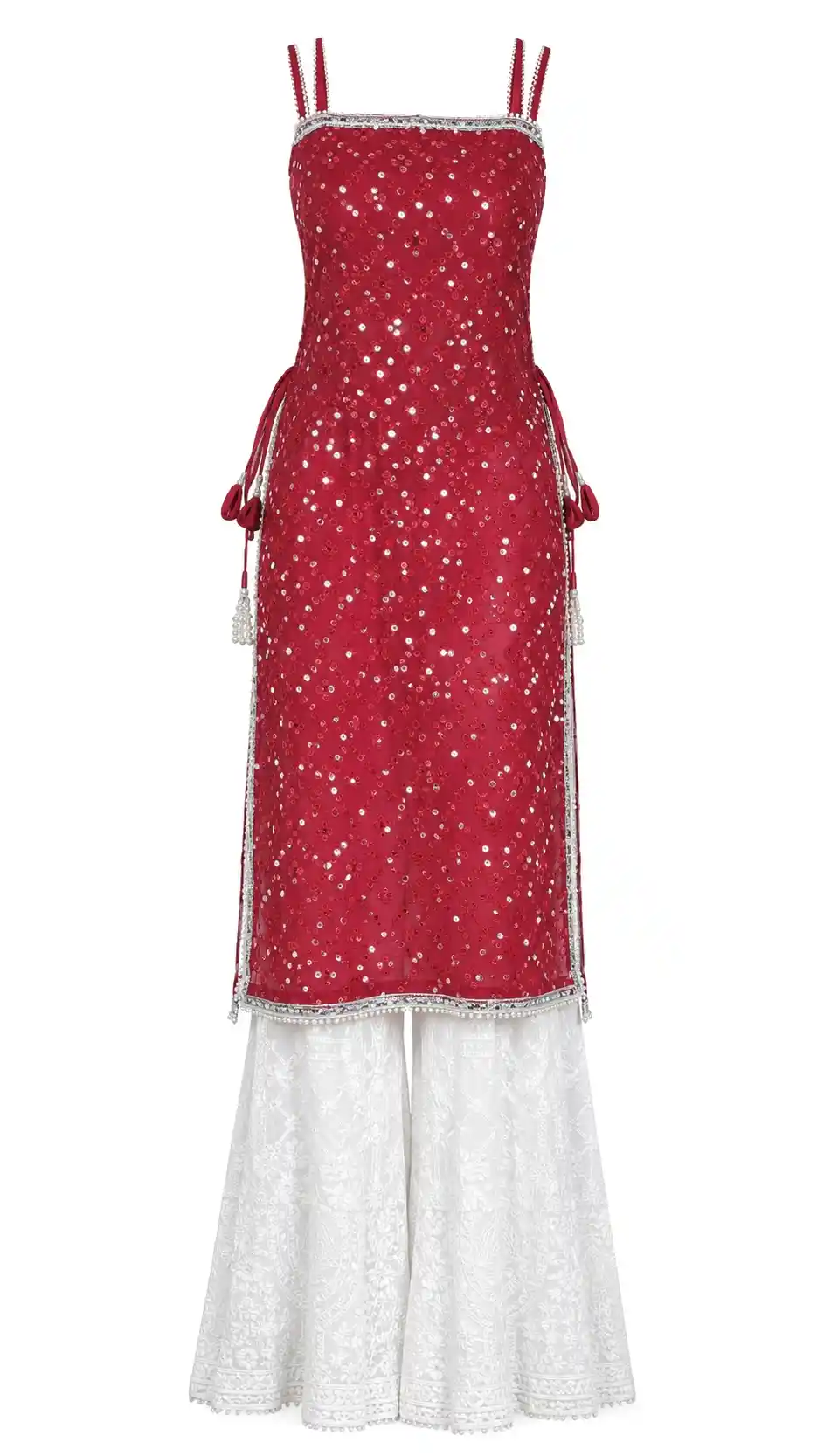 Swati's Scarlet Maroon Mirror Gulnaz Kurta