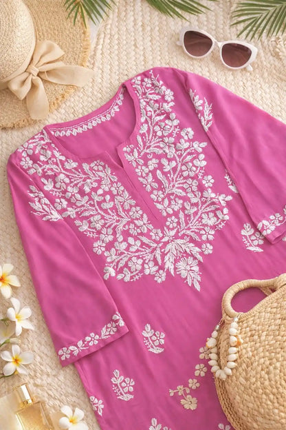 Blush Pink Rooh Short Chikan Kurta