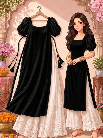 Classy Black Velvet Gulnaz Kurta