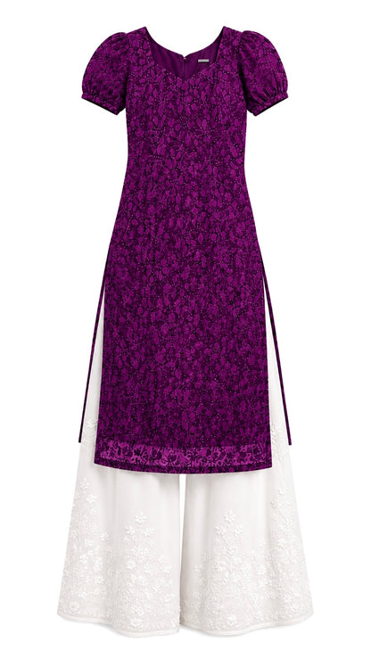 Wine Embroidered Gulnaz Designer Kurta