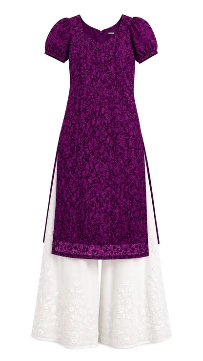 Wine Embroidered Gulnaz Designer Kurta