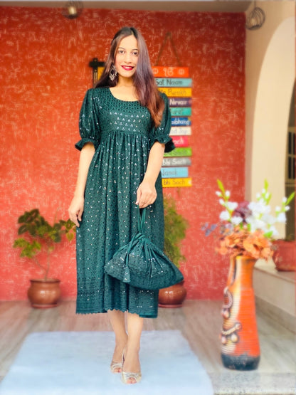 SeaWood Green Sequence Twirl Dress