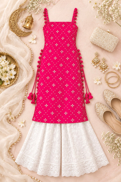 Shimmer Pink Embroidered Gulnaz Kurta