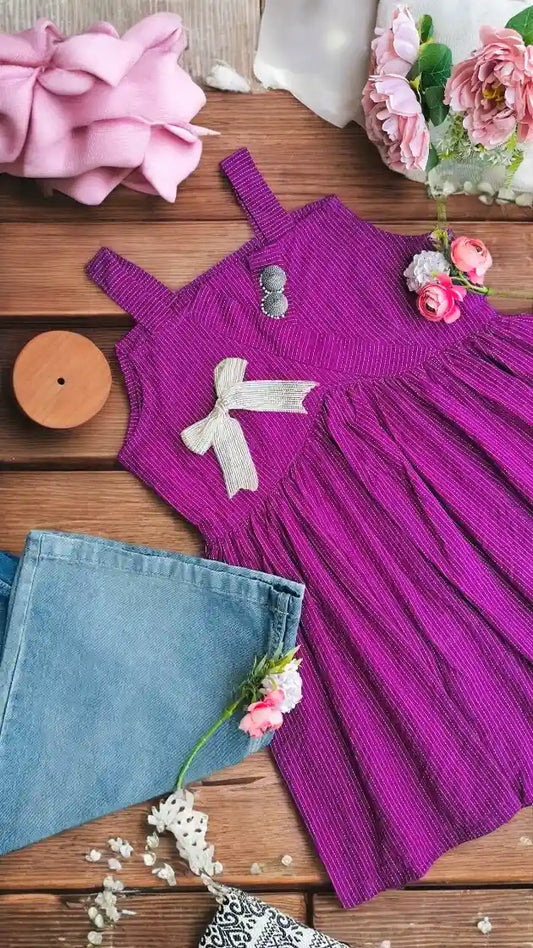 Cute Purple Jaipuri Peplum Top