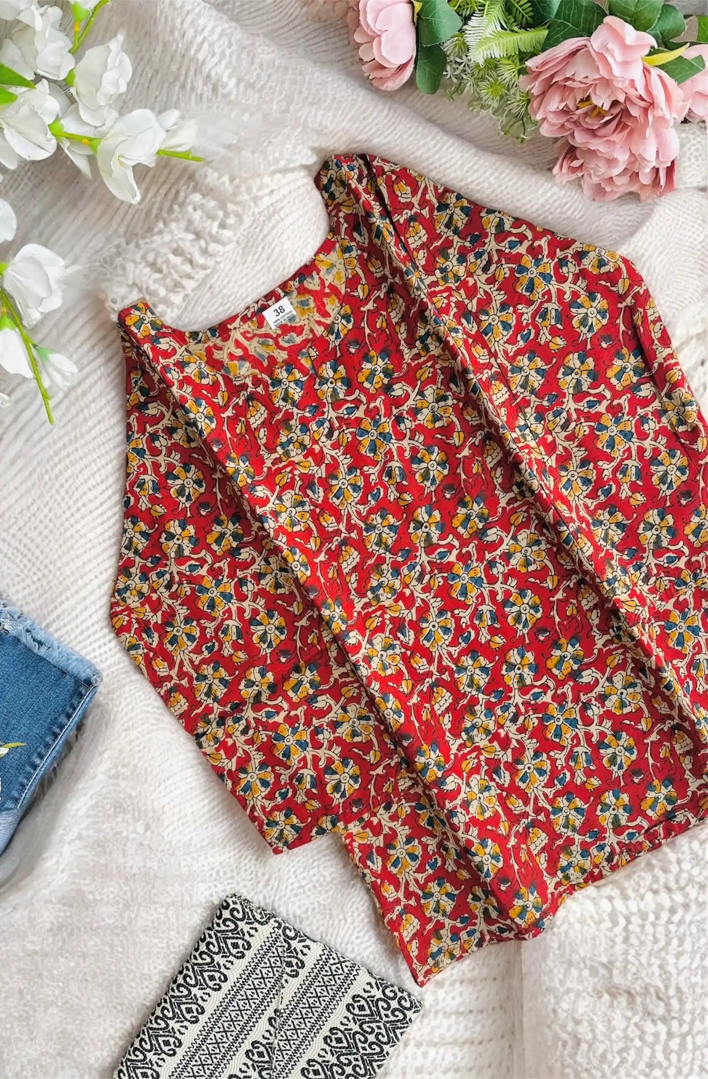 Classic Maroon Kalamkari Short Kurta