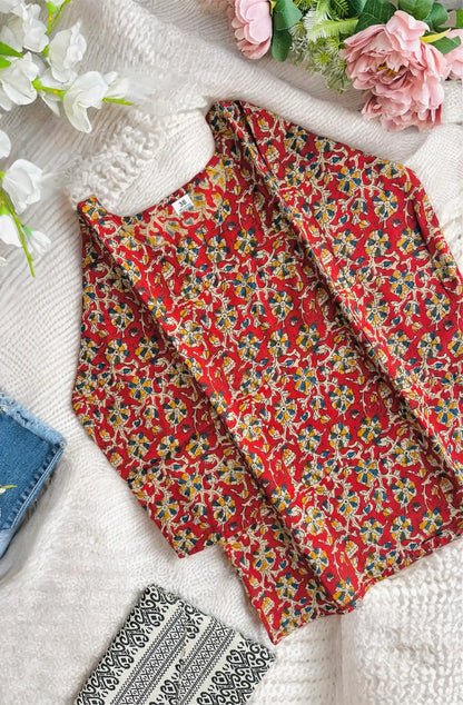 Classic Maroon Kalamkari Short Kurta