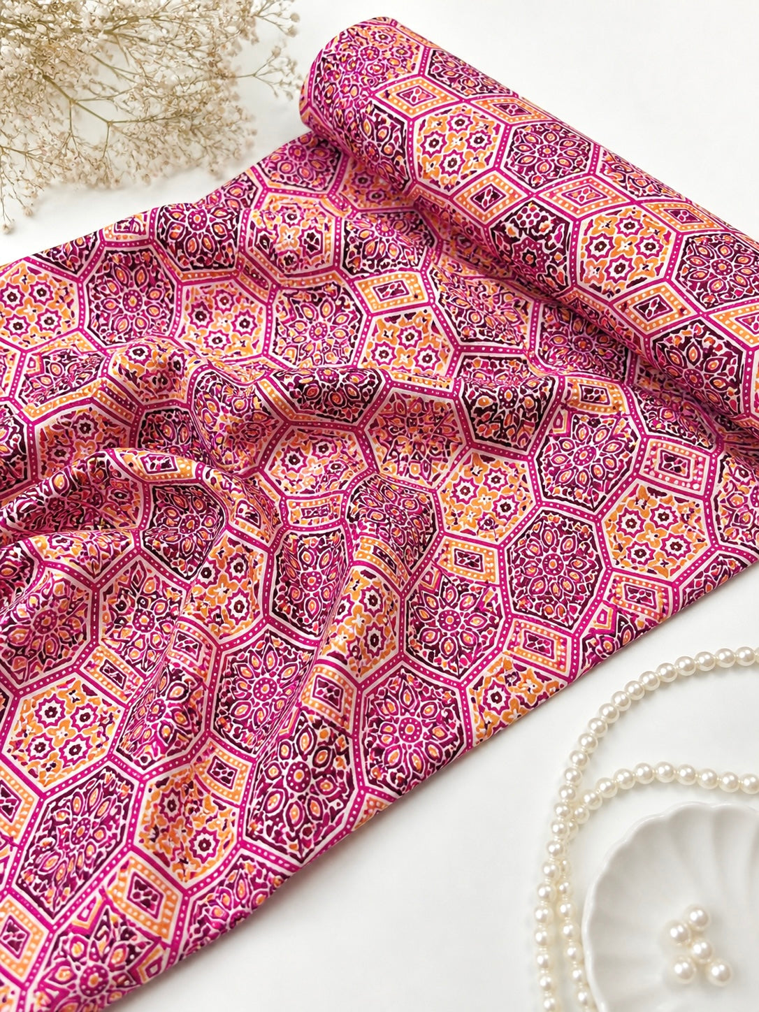 Vibrant Geometric Printed Cotton Fabric