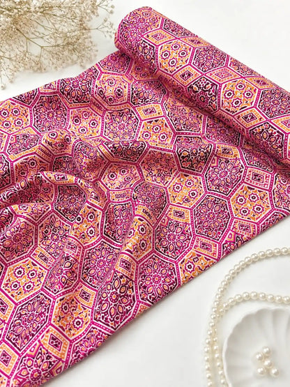 Vibrant Geometric Printed Cotton Fabric
