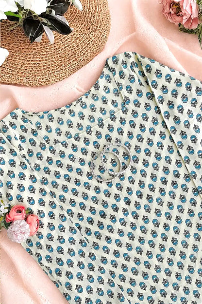 Blue Block Hand Printed Kurta
