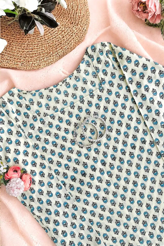 Blue Block Hand Printed Kurta