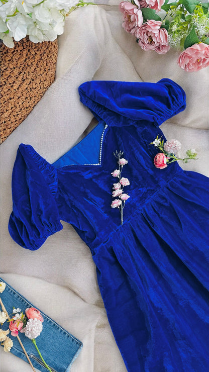 Royal Sapphire Velvet Dress