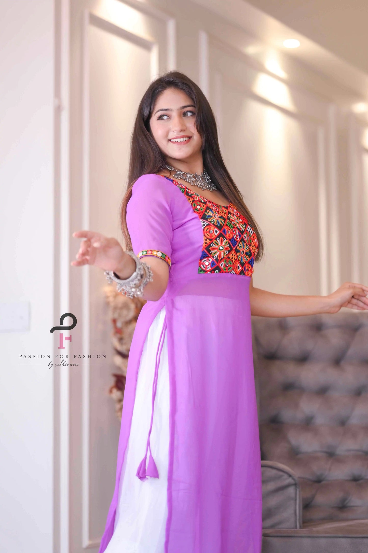 Lilac Charm Embroidered Gulnaz Kurta