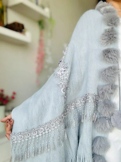 Soft Grey Fur Winter Cape
