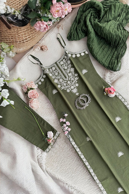 Emerald Bliss Embroidered Meher Suit