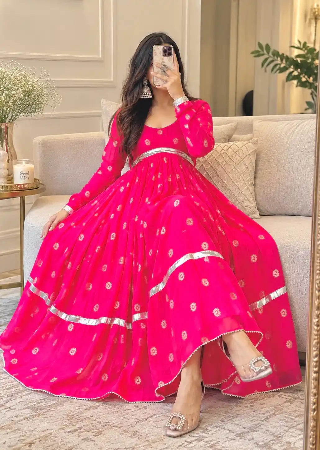 Royal Pink Gulnaz Embroidered Anarkali