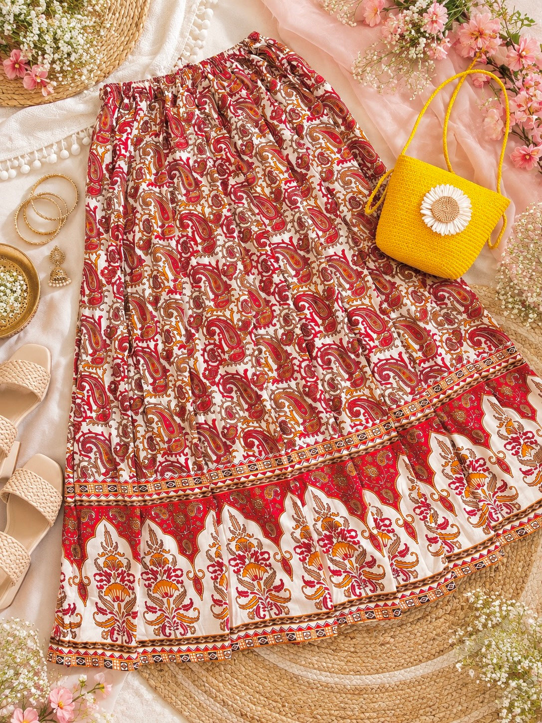 Jaipuri Paisley Flare Twirl Skirt