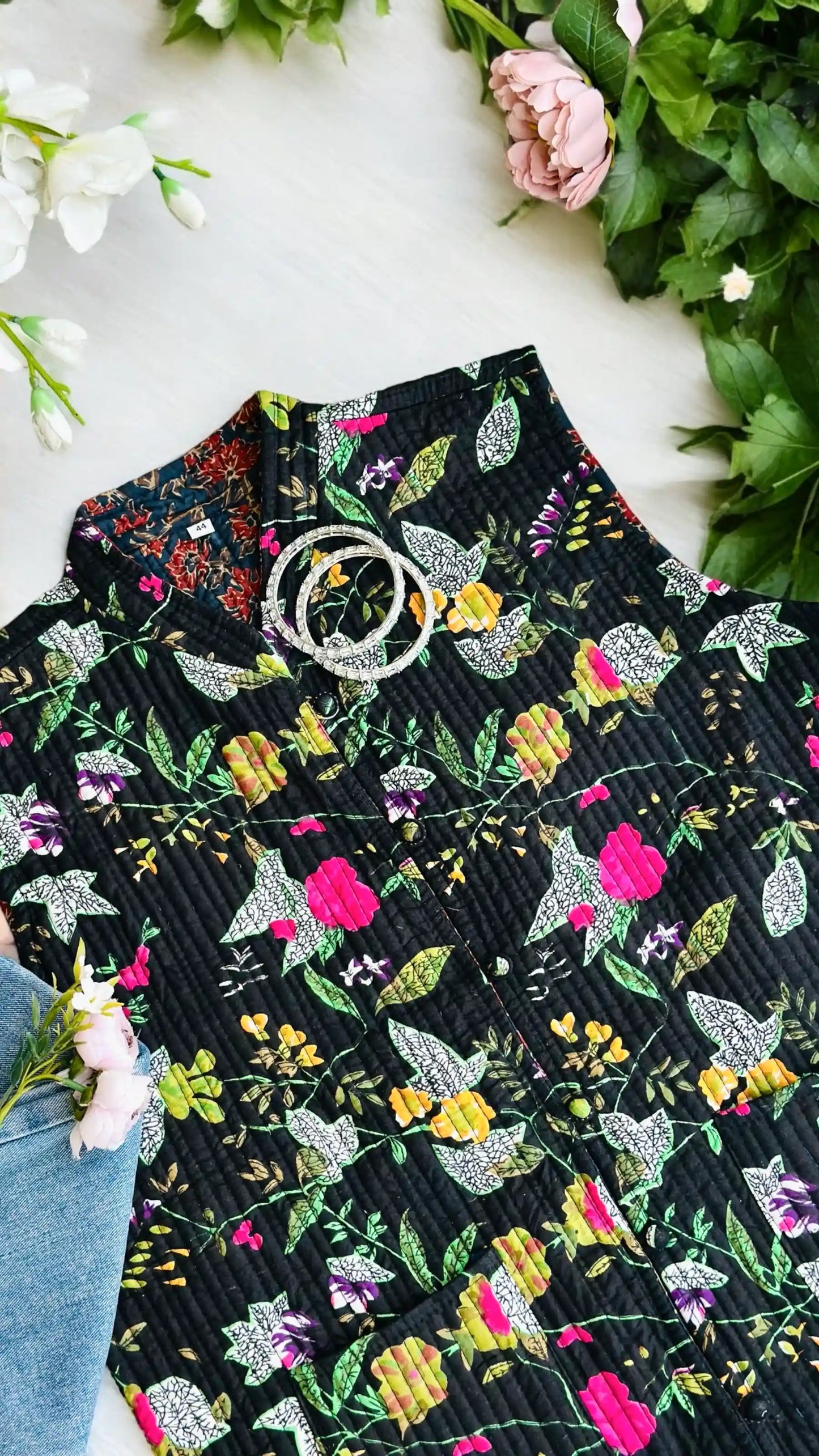 Black Kalamkari Jaipuri Jacket
