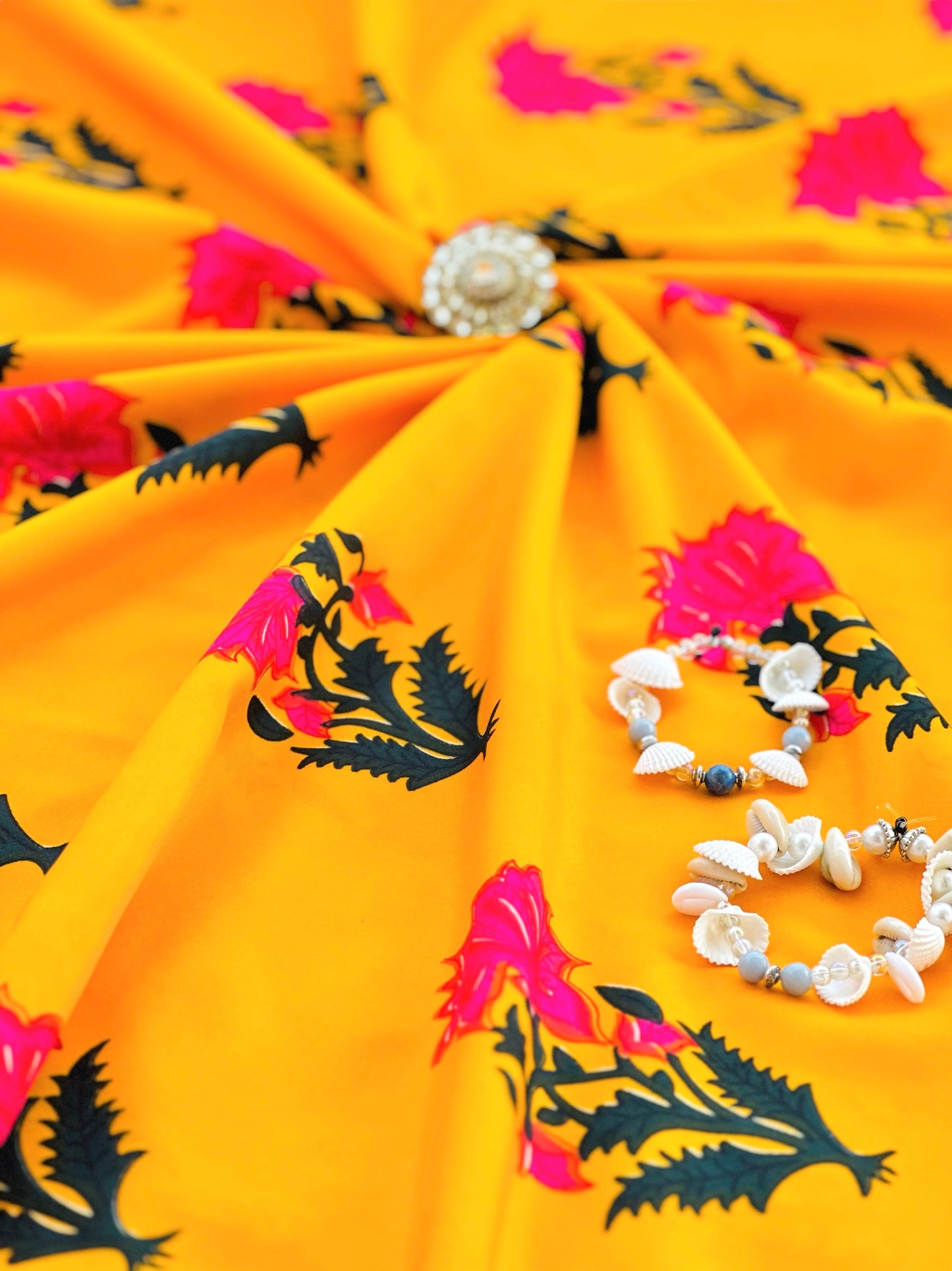 Sunflower Block Rayon Fabric Cut