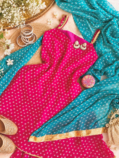 Pink Bandhej Gulnaz Meher Suit