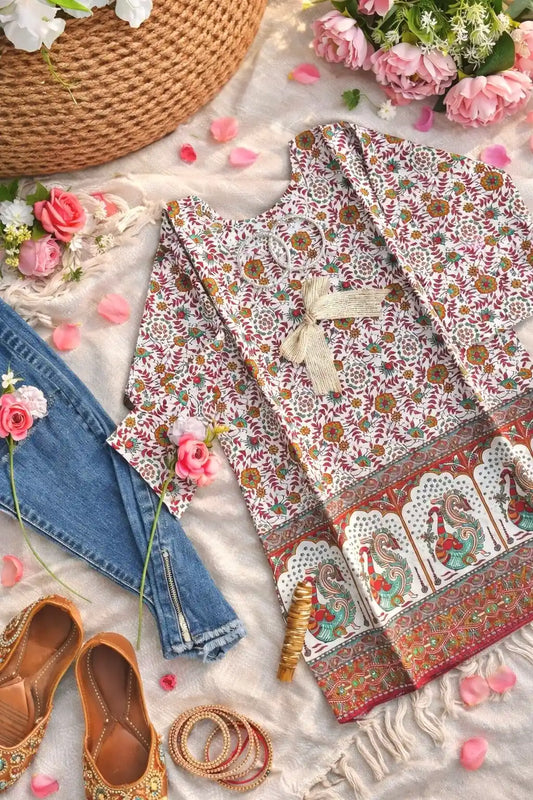 Peacock Sanganeri Short Kurta