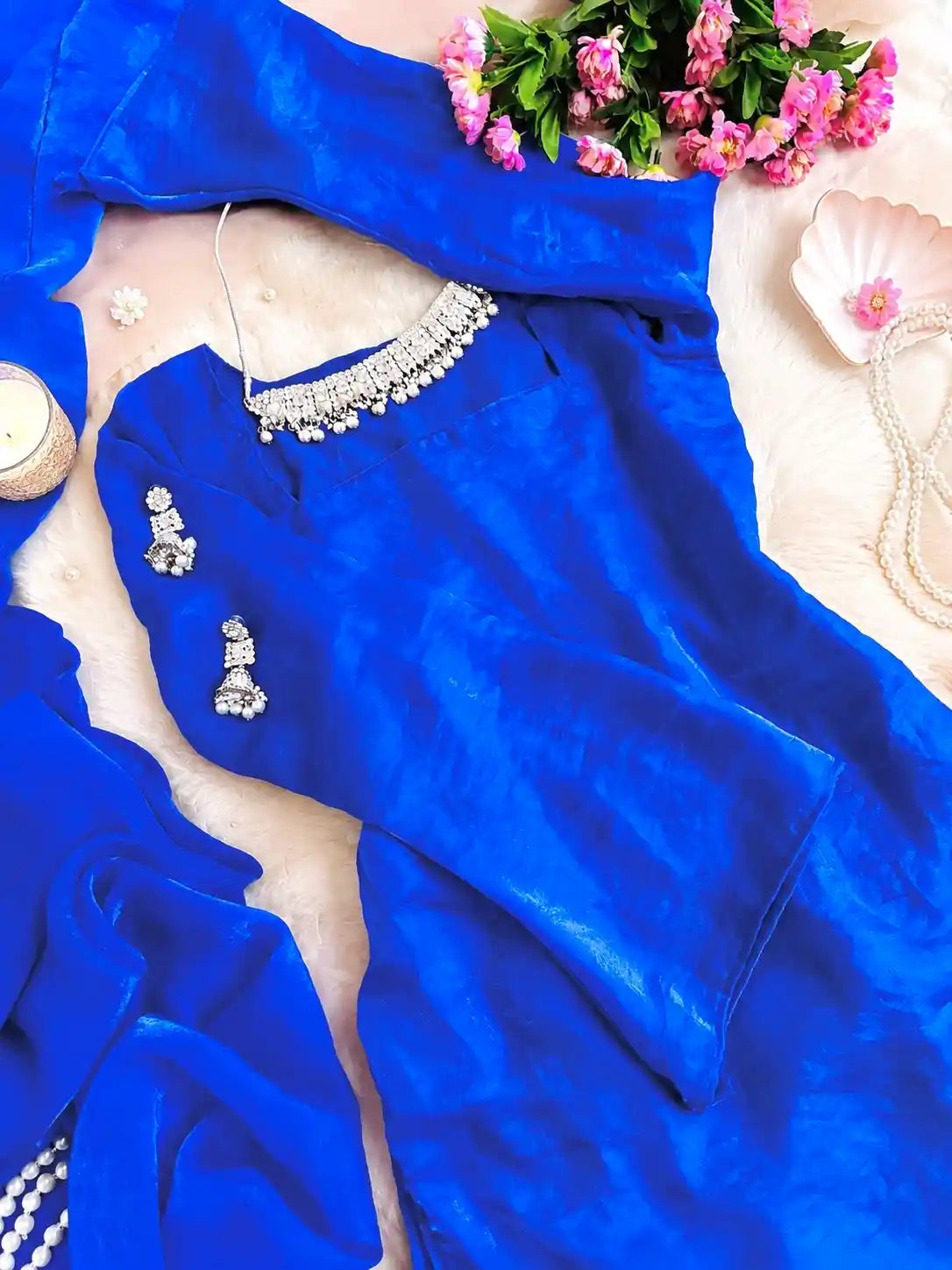 Royal Blue Solid Gulnaz Suit Set