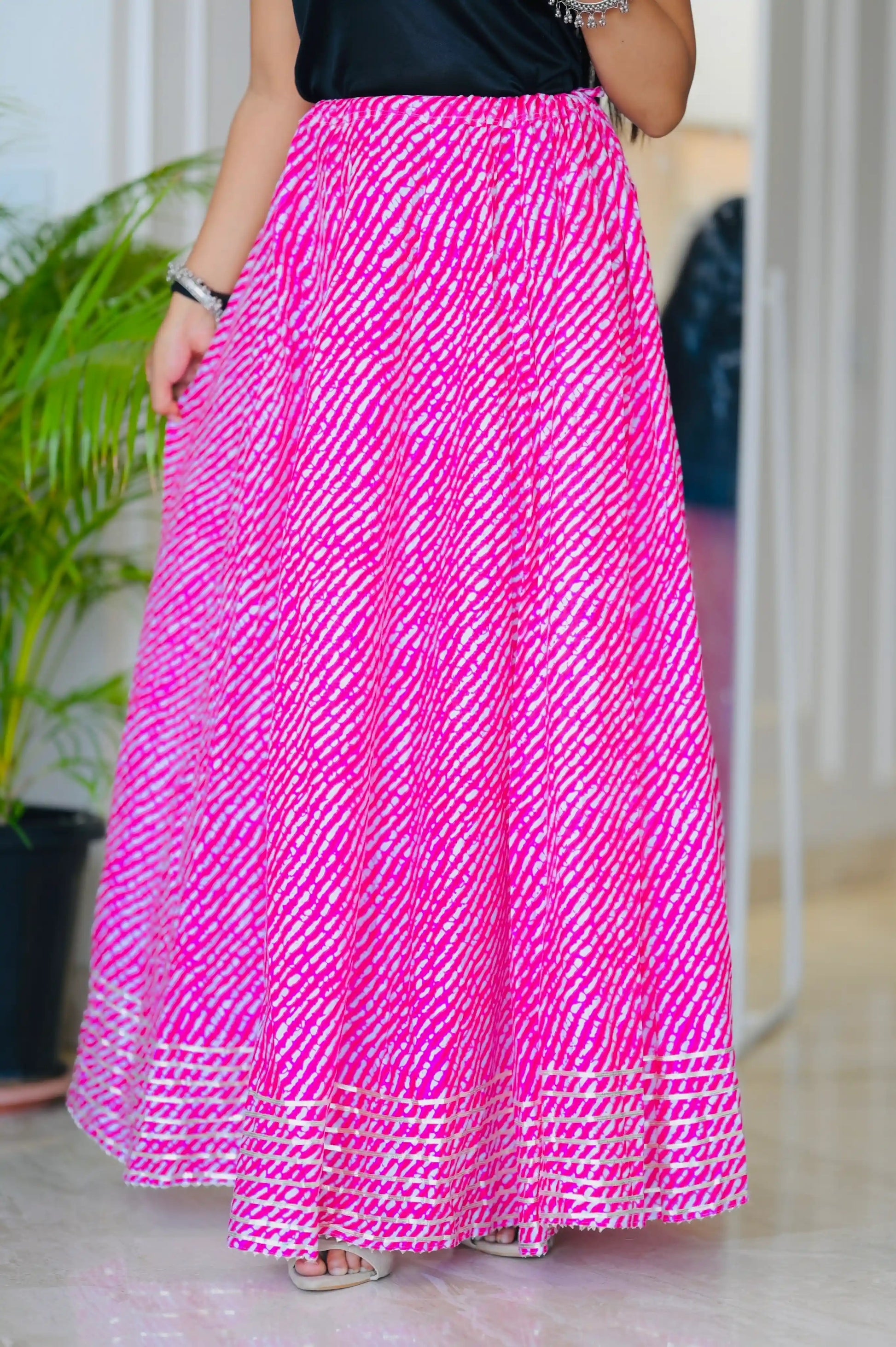Pink Lehriya Jaipuri Twirl Skirt - Passion for Fashion by Shivani