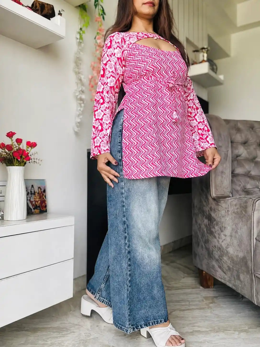Jaipuri Pink Convertible Kurti