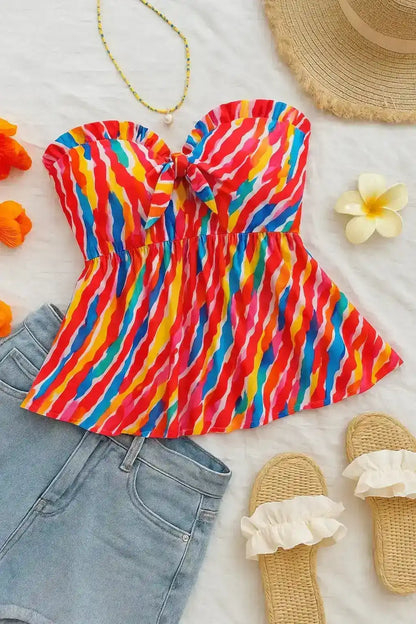 Cute Rainbow Rush Tie Peplum