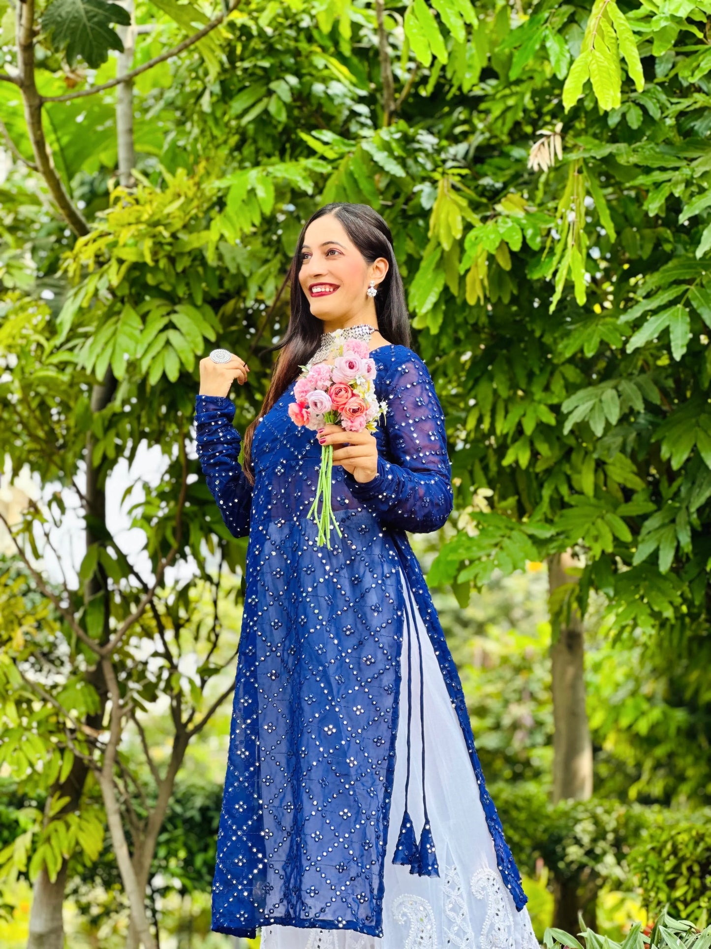 Glaring Blue Mirror Gulnaz Kurta