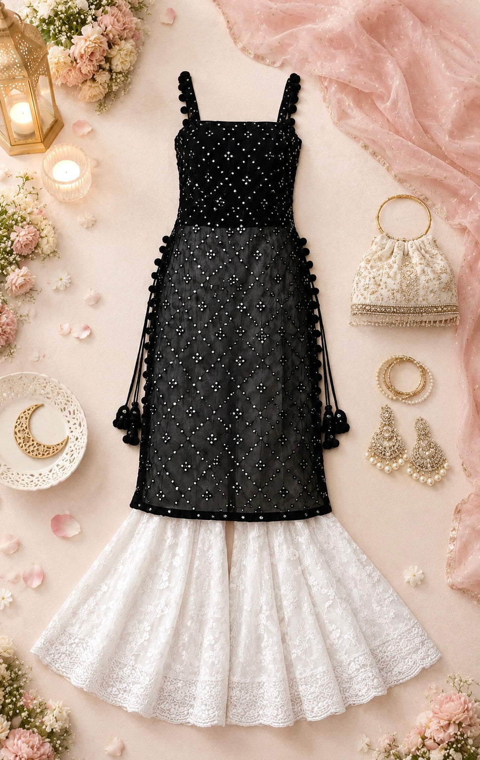 Shimmer Black Embroidered Gulnaz Kurta