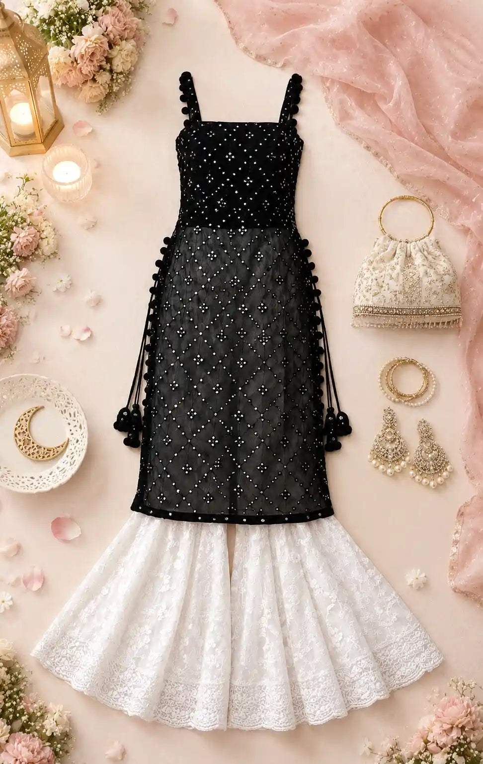 Shimmer Black Embroidered Gulnaz Kurta