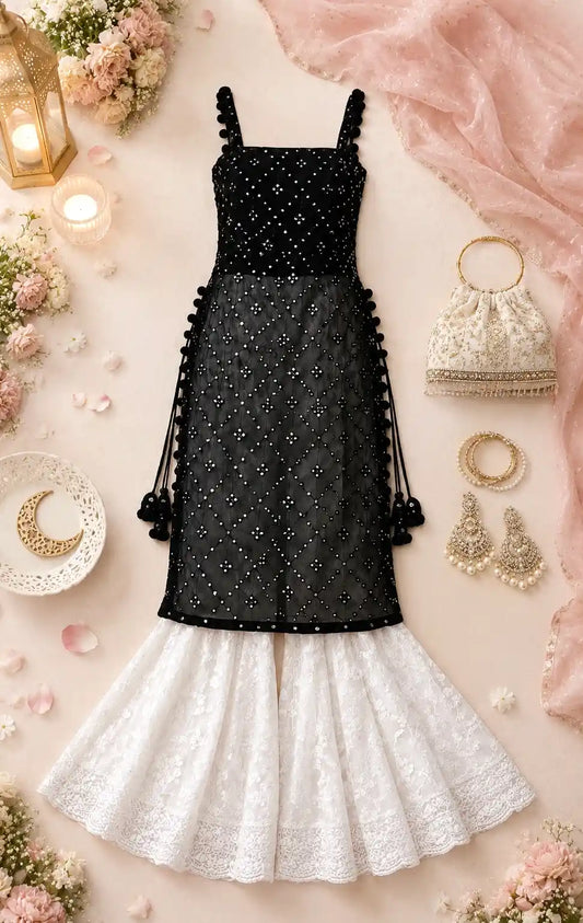 Shimmer Black Embroidered Gulnaz Kurta
