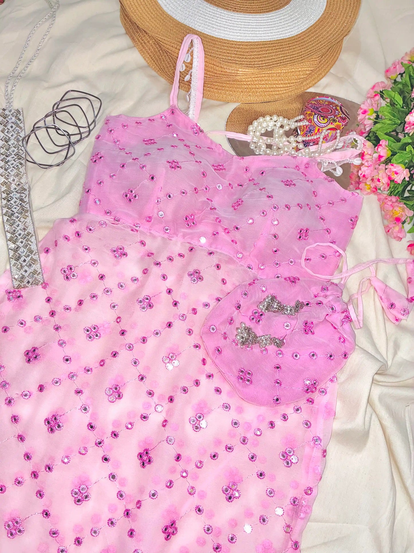 Blush Pink Gulnaz Embroidered Kurta