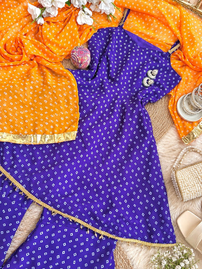 Purple Bandhej Gulnaz Meher Suit
