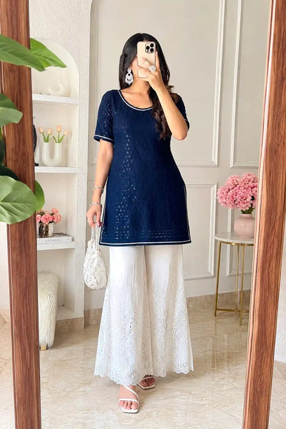 Azure Blue Sequence Gulnaz Kurta