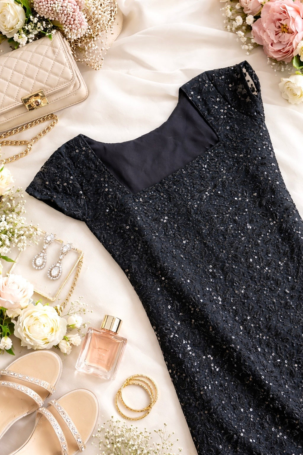 Gulnaz Black Sequin Embroidered Kurta