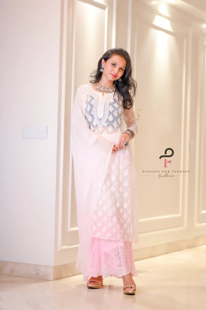 Blush Pink Nazakat Chikan Noor Set