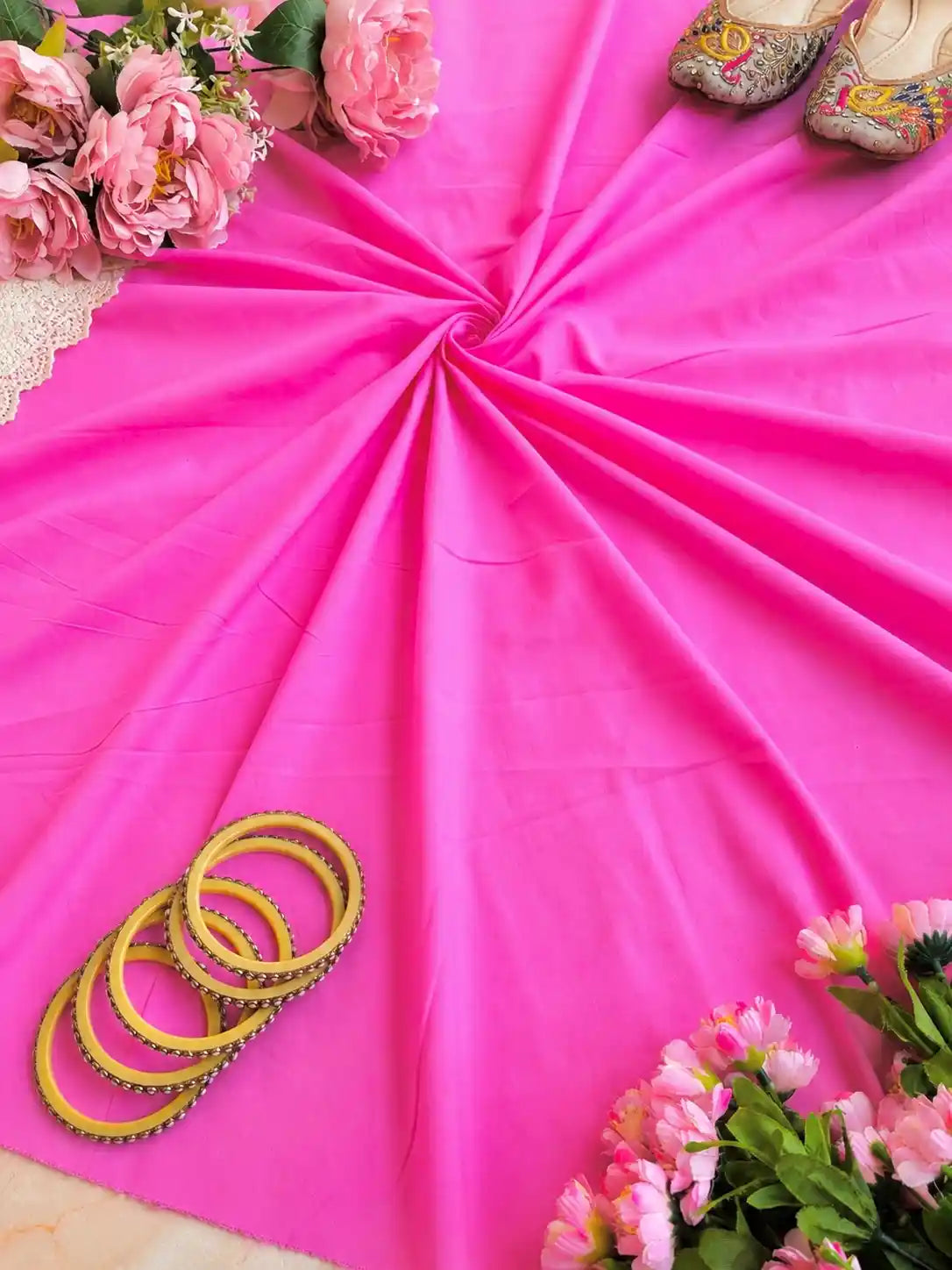 Rani Pink Premium Cotton Fabric Cut