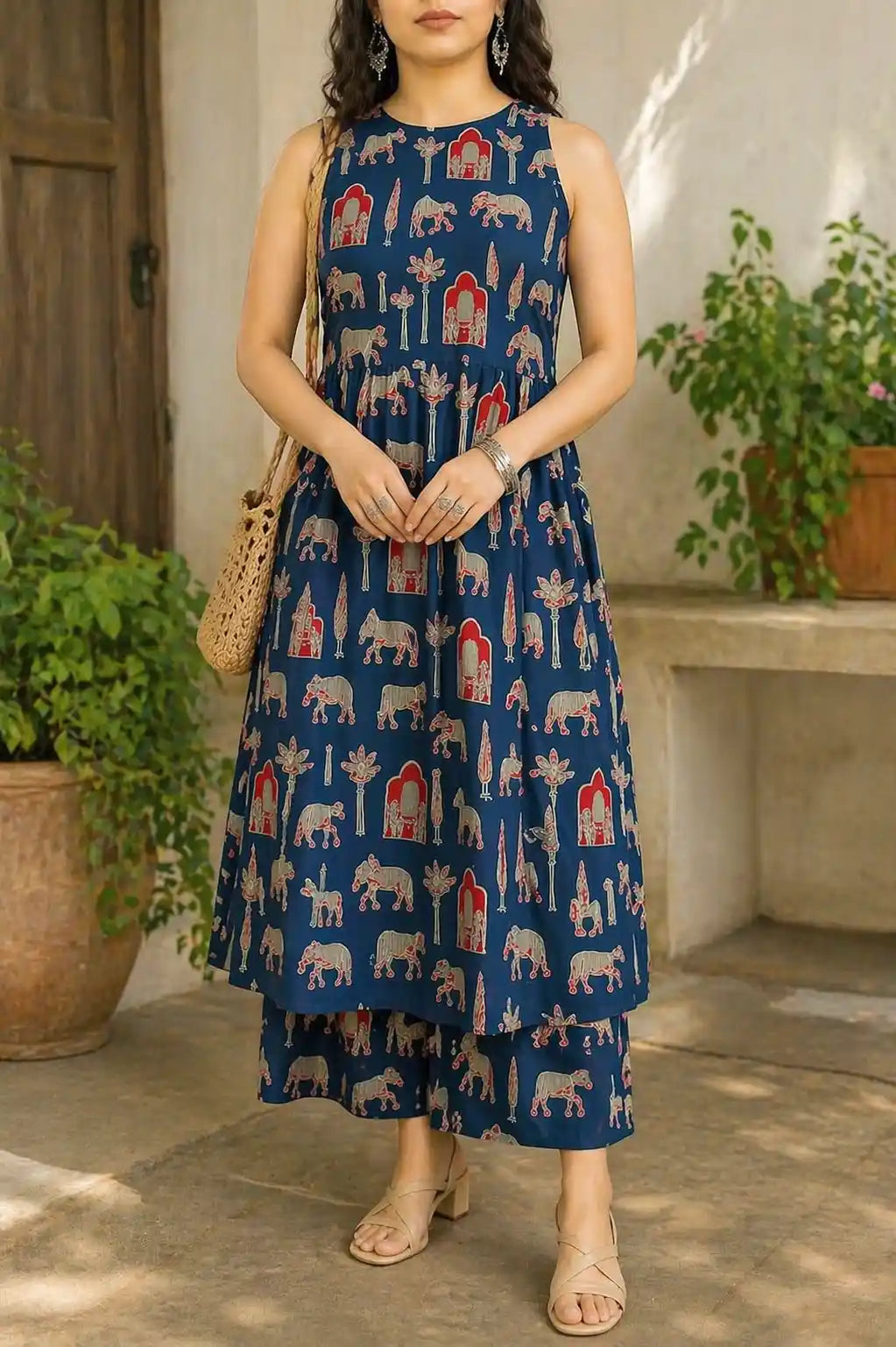 Blue Worli Mulmul Meher Suit