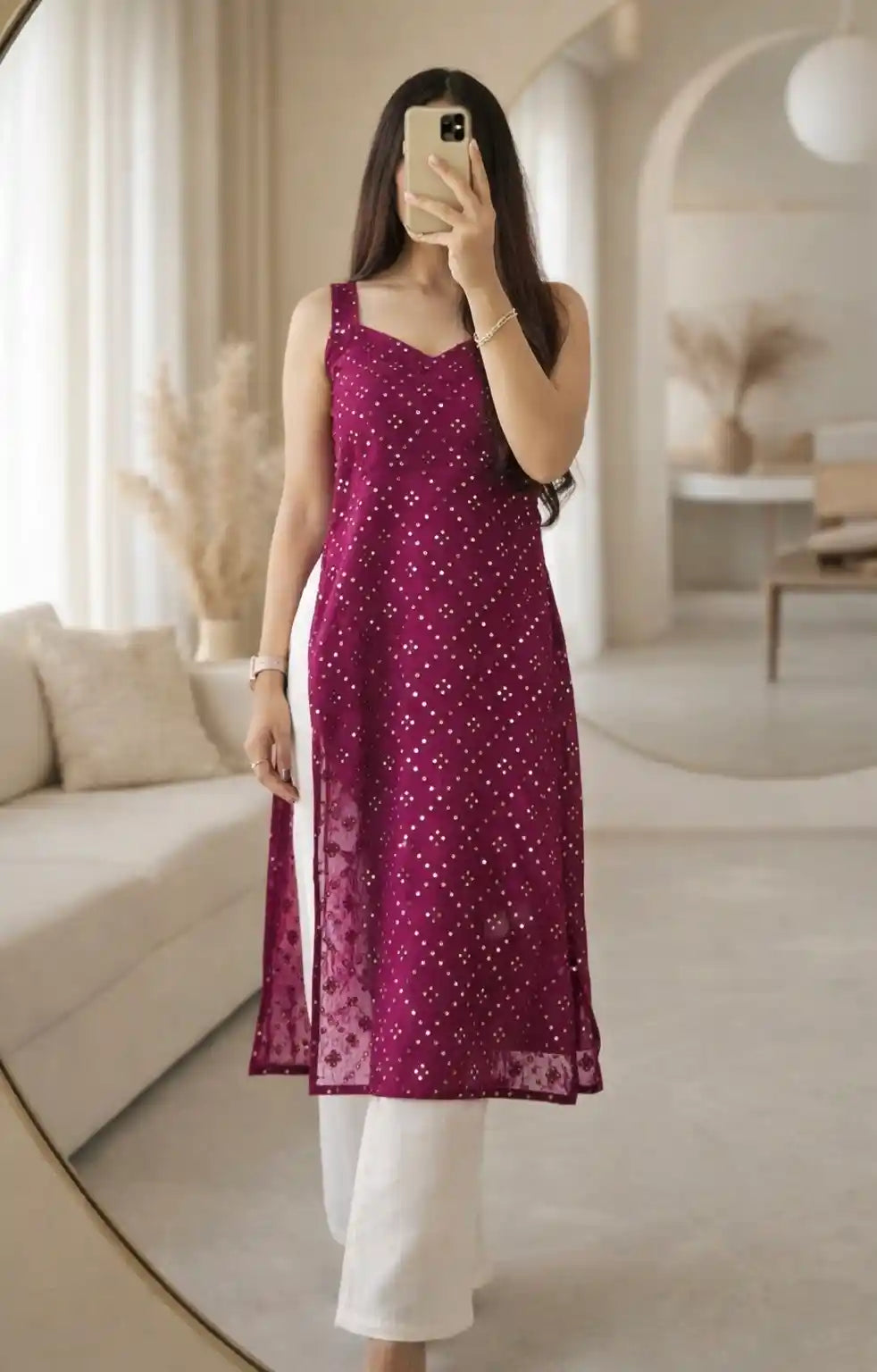 Wine Slit Mirror Gulnaz Kurta